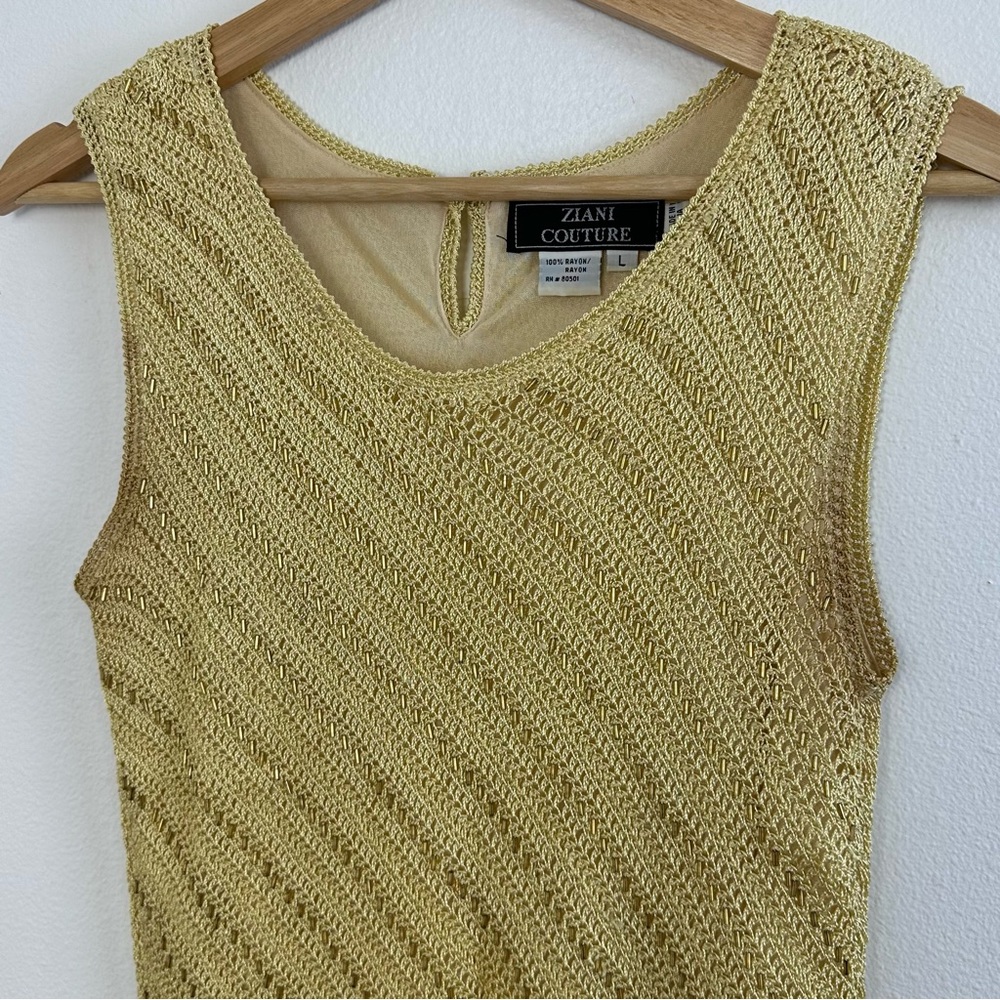 Ziani Couture Sleeveless Blouse Top L Gold